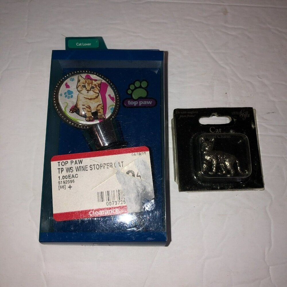 Cat Wine Bottle Stopper and Magnetic Charm